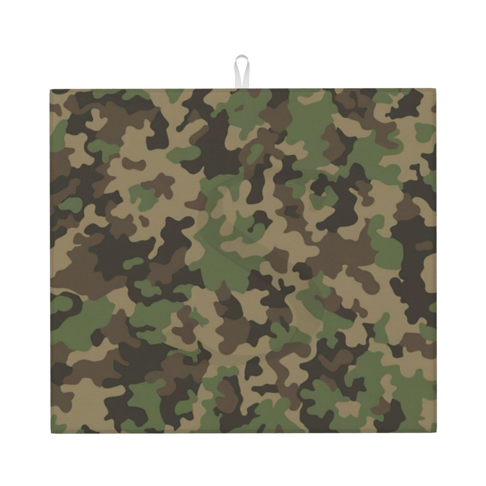 YYHWHJDE Green Camo Prints Kitchen Drying Mat - Absorbent Dish Drying Throw with Vibrant Prints, Quick-Dry Countertop Layer for Dishes & Appliances - Non-Slip & Foldable