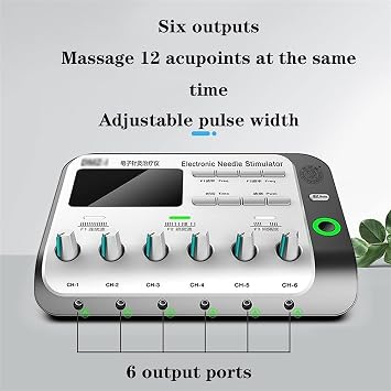 Electric Acupuncture Stimulator Machine, Multi-Functional TENS Body Massager 6 Output Channel, Electric Muscle Stimulator Relax Electroacupuncture Patch Massage Care Kit