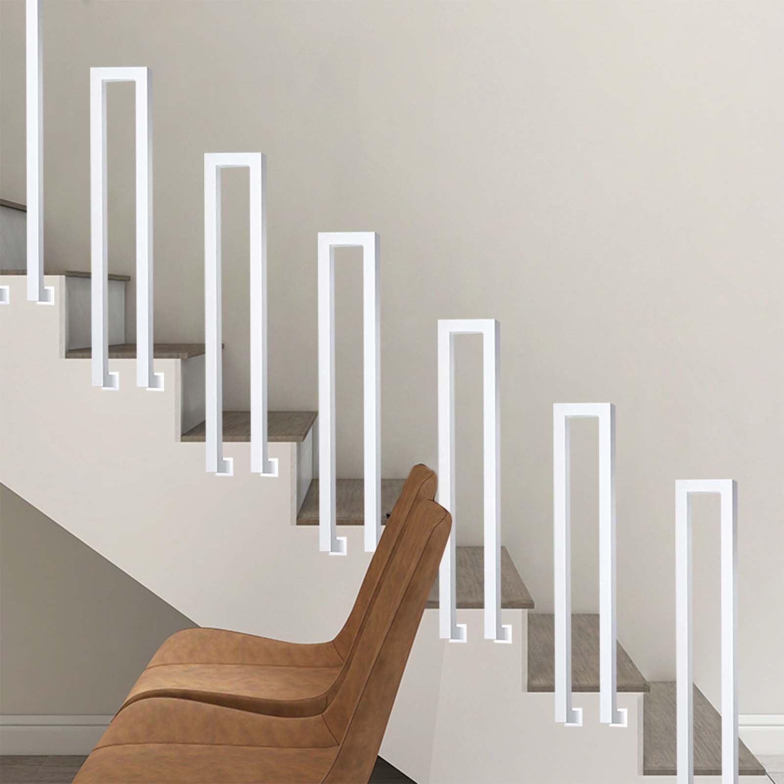 Rampe d'escalier en fer forgé robuste de 75 cm avec poignée de sécurité
