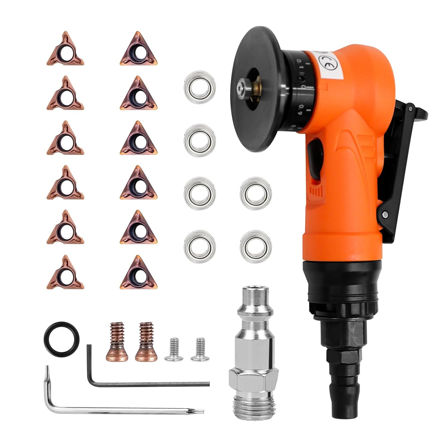 JOJOCY 2-in-1 Mini Chamfering Machine, Chamfering & Round Cornor Mini Air Chamfer Tool Portable Arc Corner 45 Degree Handheld Pneumatic Beveling Trimming Deburring Machine on Metal (6*(C+R))