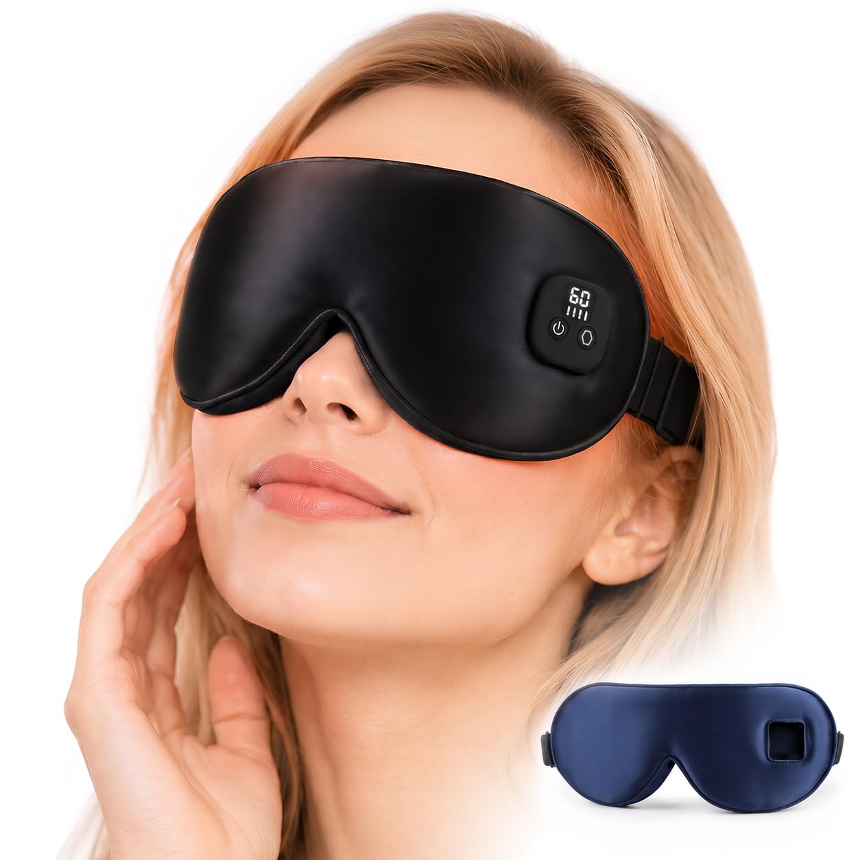 Cordless Silk Heated Eye Mask Electric Warm Eye Compress with 4 Heat Levels 4