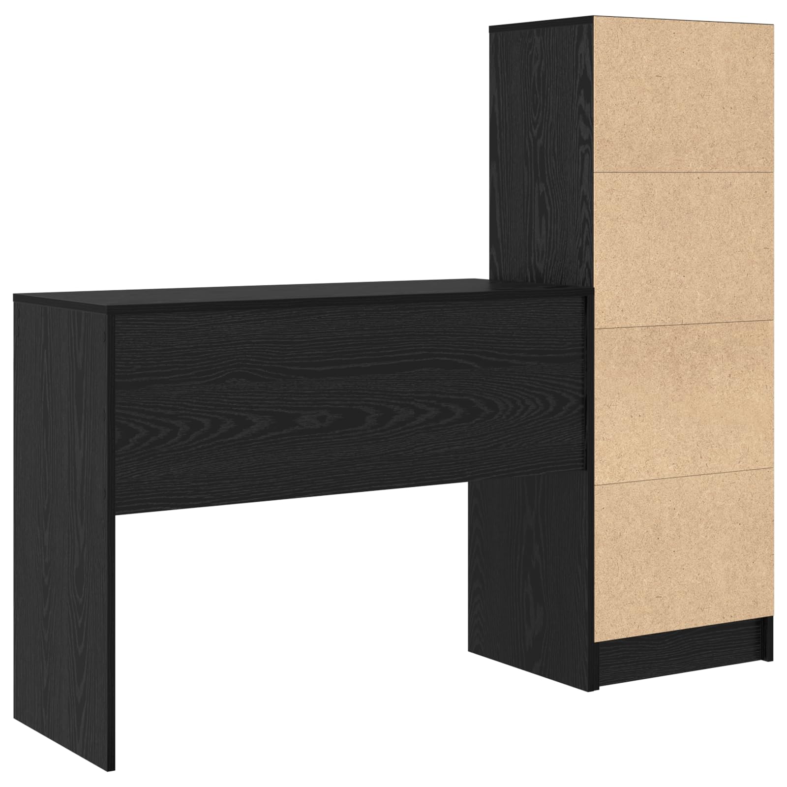Scrivania con vano portaoggetti, in legno di quercia nera, moderna postazione di lavoro per casa, ufficio, molto spazioso, scomparti e cassetti, struttura resistente ai graffi, qualità robusta