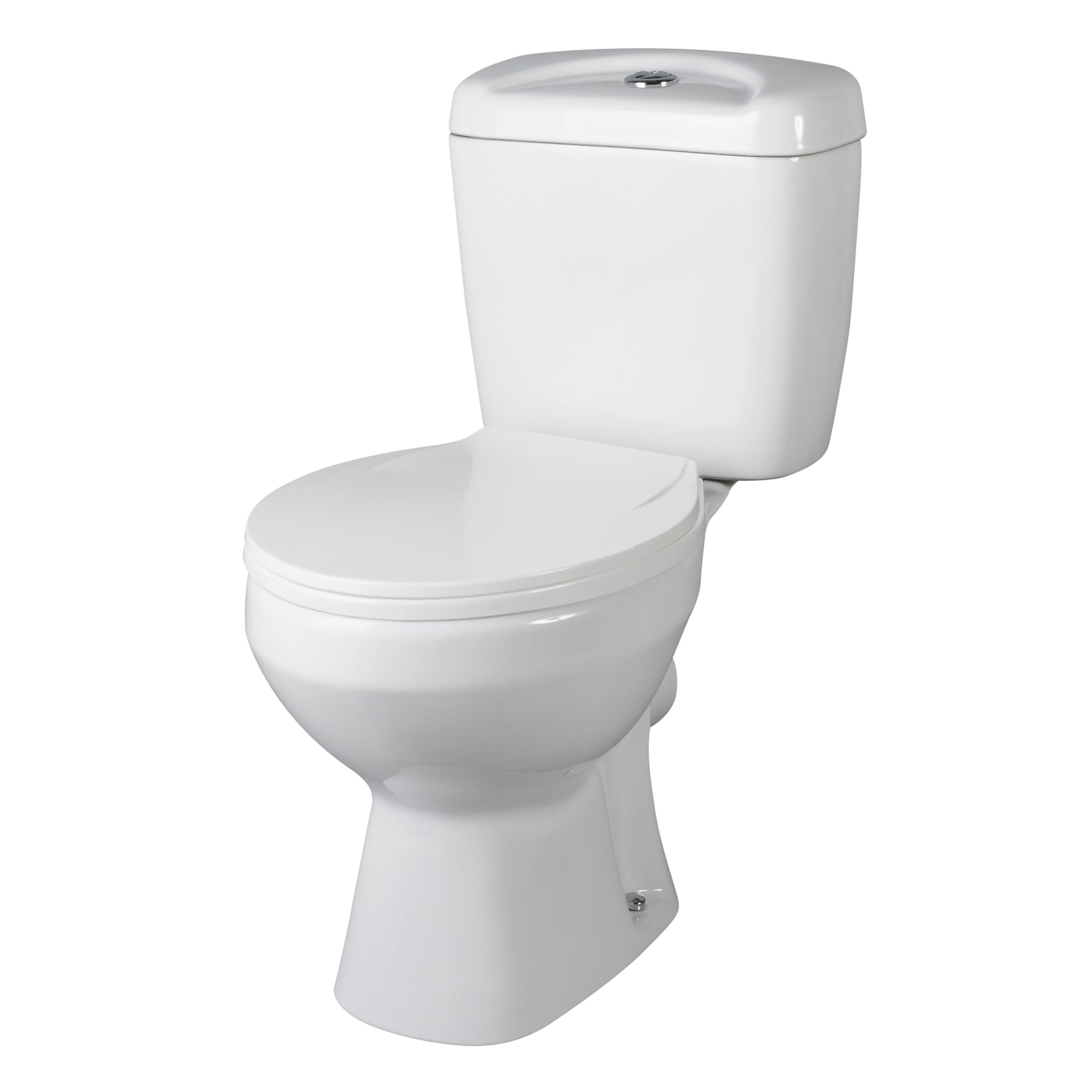 Balterley White Close Coupled Toilet With Cistern & Seat, Bathroom Toilet Cistern With Round Seat Pan & Dual Flush, Wc Toilets For Bathrooms & Cloakroom - 382Mm X 635Mm X 748Mm (White)