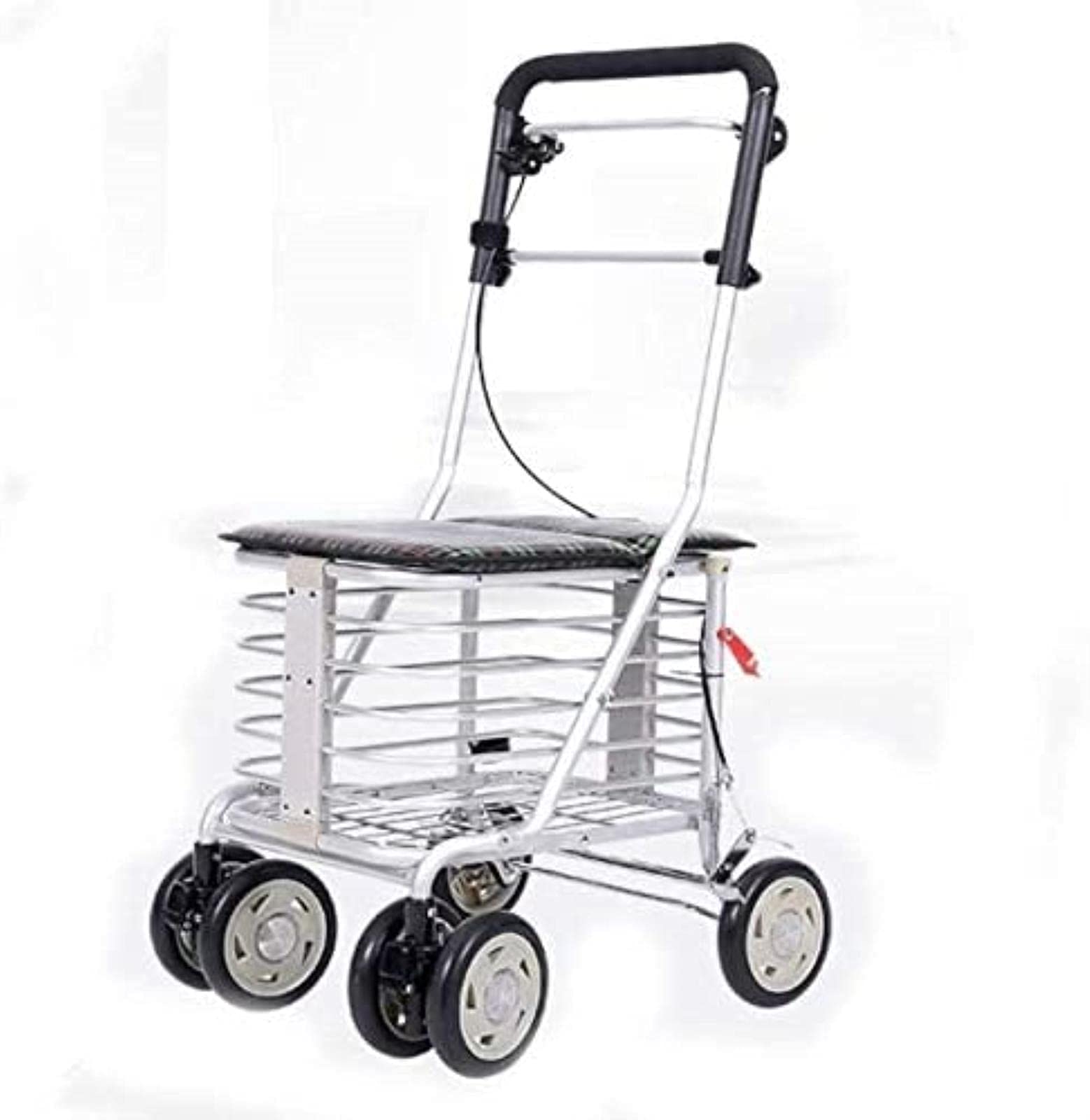 Rollator Walker Rama do chodzenia Standardowy chodzik Rollator Składany Mobilność Pomoc w chodzeniu, 4 koła do chodzenia, siedzisko z regulacją wysokości Chodzik dla osób starszych Tęsknota za