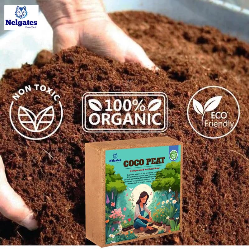 Image of Premium Coco Peat for Plants 5kg, cocopeat Brick Potting Soil Mix soilless for Home Gardening Terrace Gardening