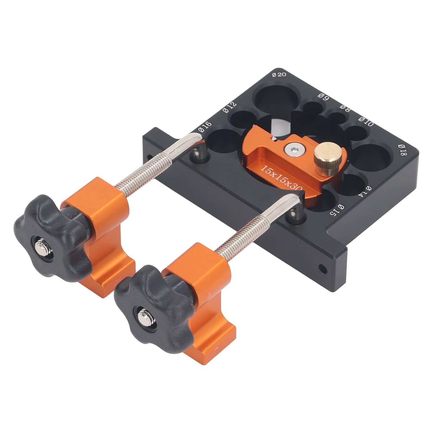 Adjustable Dowel Maker Jig Kit Electric Drill Milling Tool for Woodworking Mortise Tenon 9 Holes 8-20mm Aluminum Alloy Carbide Blade Round Rod Includes Wrench Fixing Clips Screws