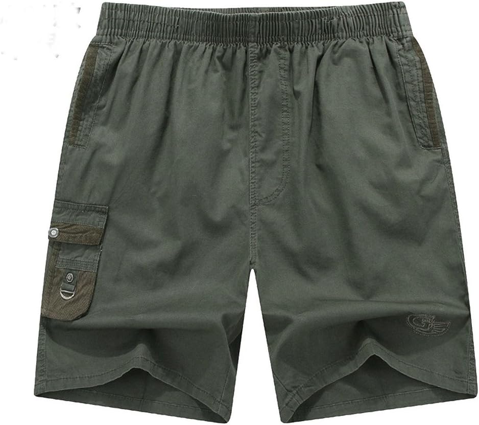 YGT Men's Cotton Full Elastic Waist Sport Pants Cargo Performance Baseline Short