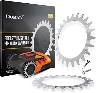 DOMAR WORX LANDROID SPIKES AUS EDELSTAHL – Worx Spikes Räder für bessere Traktion – Landroid Zubehör kompatibel mit Worx-Landroid S&M Modellen – Mähroboter Spike Set inkl. Schrauben