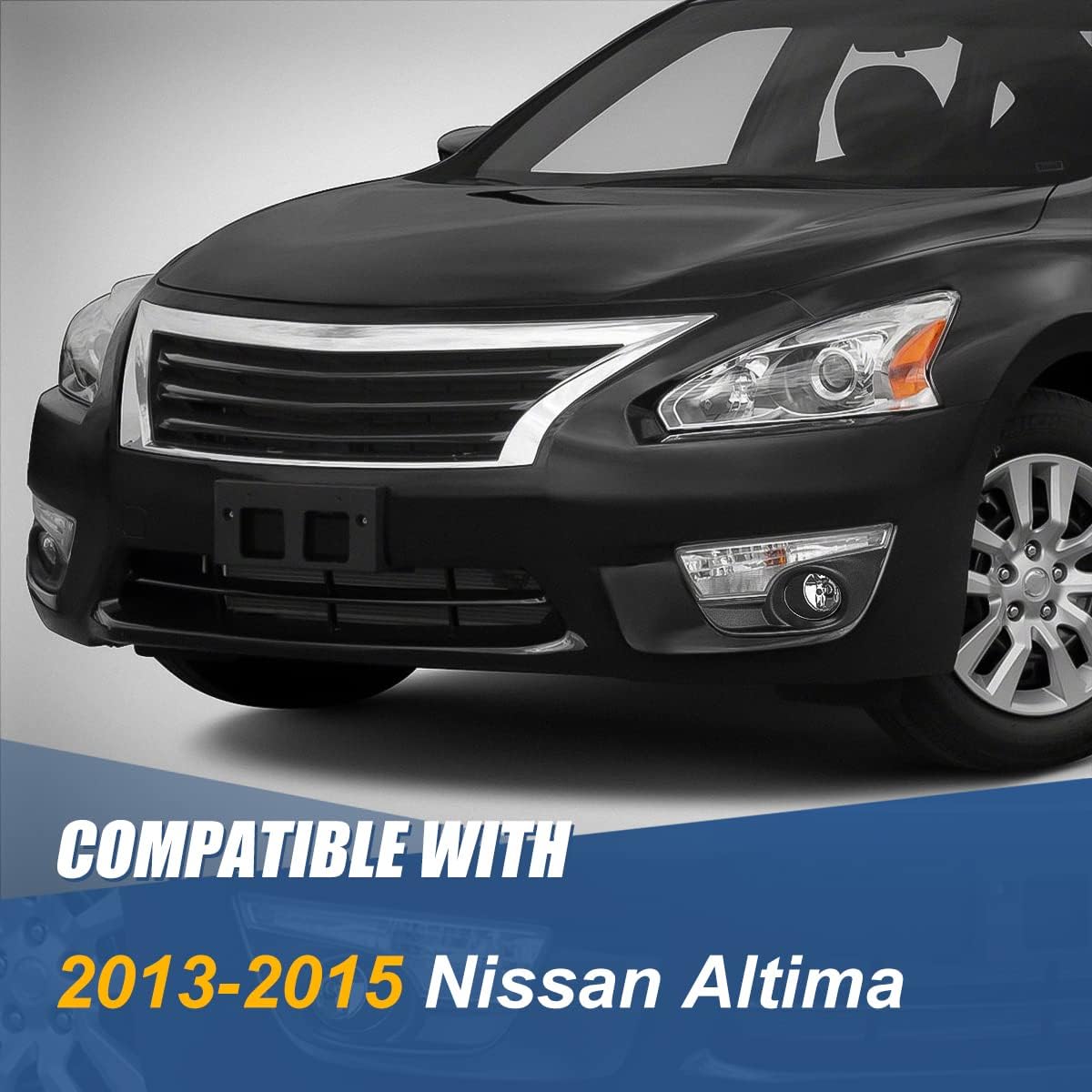 Auto Dynasty Fog lights Compatible with 2013-2015 Nissan Altima, Front Bumper Driving Fog Light Lamps with Bezels Cover, Driver and Passenger Side, Chrome Housing Clear Lens