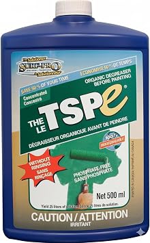 SURF PRO TSP e Organic Degreaser Phosphate-Free, 500ml Concentrate Makes 6.6 Gal 25L Solution Biodegradable Cleaner for Walls, Trim, Siding No Rinse, Paint Prep