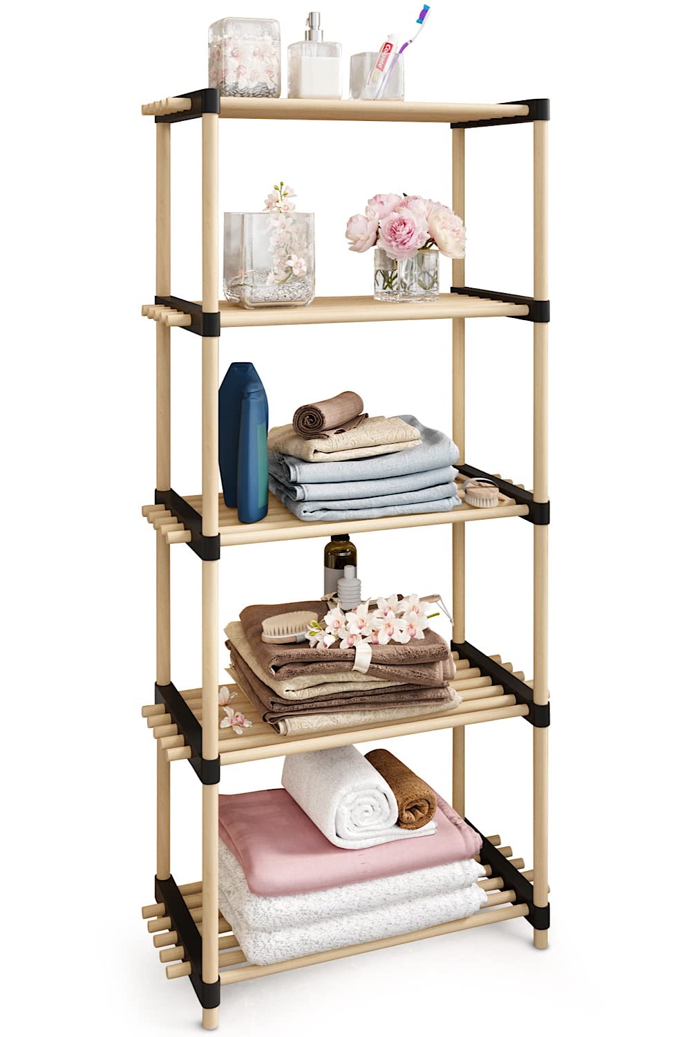 Buy Saponay Wood Storage Shelves Organizer Easy to Install Bathroom