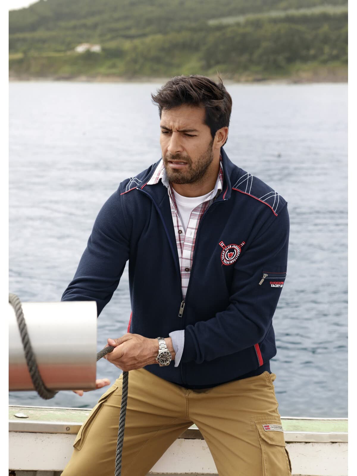 Jan Vanderstorm Herren Sweatjacke Atli | | reine Baumwolle | große Größen L-7XL