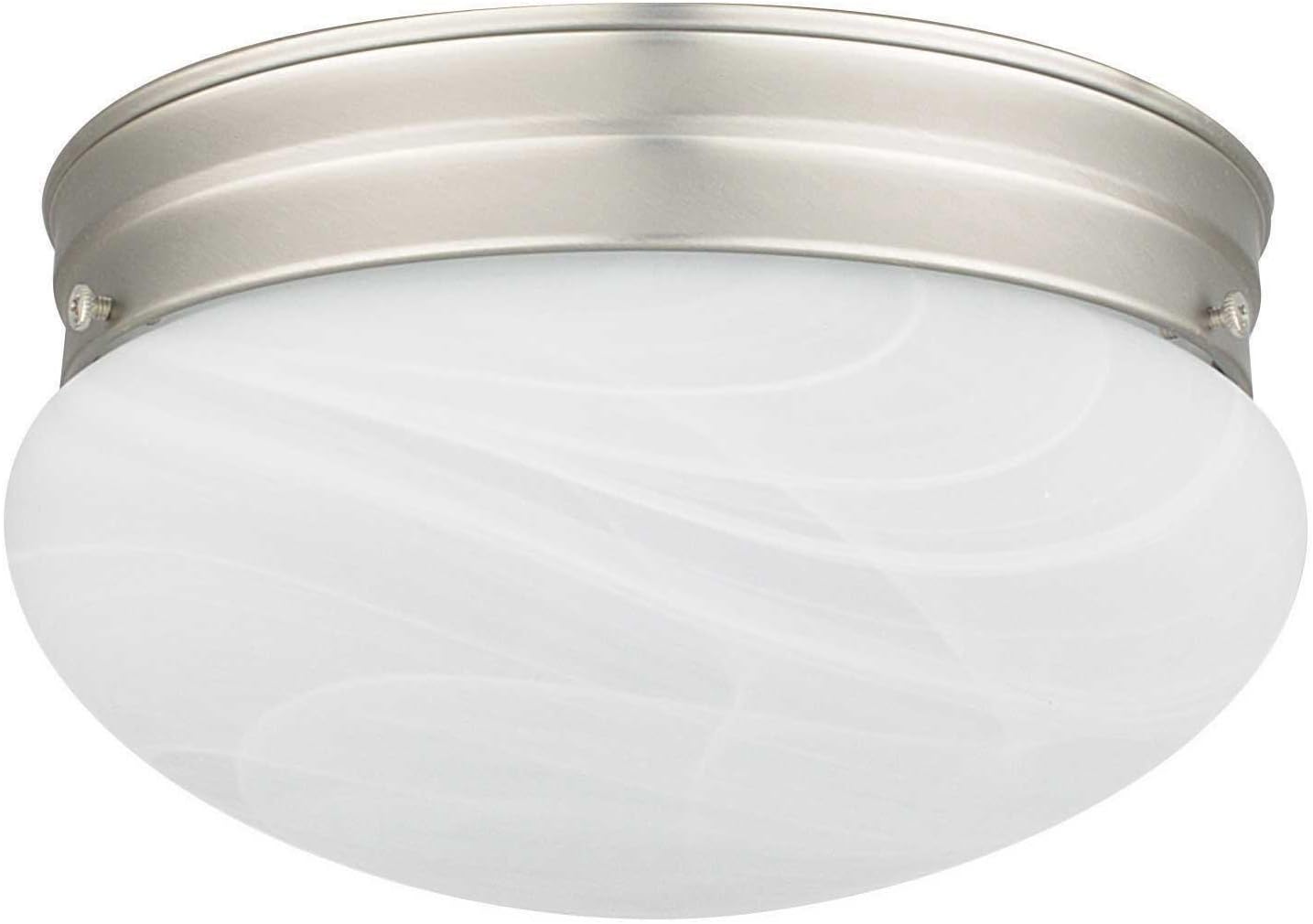 F3296-53 Flush Mount with Faux Alabaster Mushroom Glass, Satin Nickel Finish