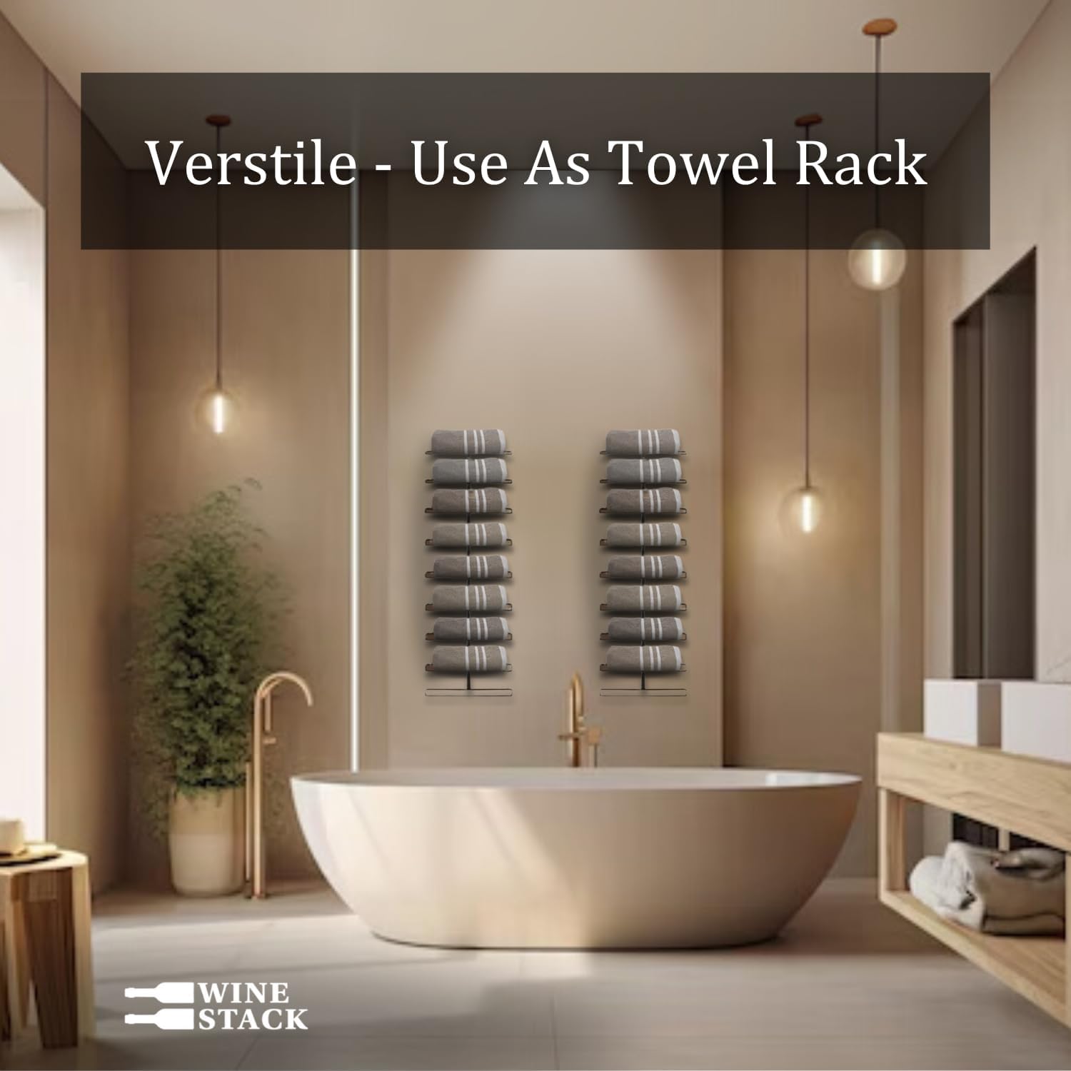 9-Bottle Black Metal Wall Mounted Wine Rack – Modern Industrial Wine Bottle Storage Organizer for Home Bar, Kitchen, Dining Area & Wine Cellar