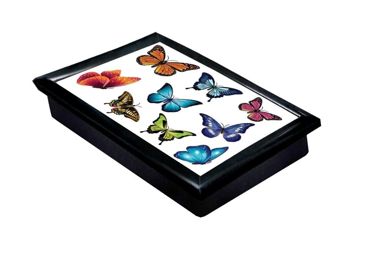 Bean Bag Lap Tray with Cushion Serving Breakfast And Dinner Cushioned Laptop Holder (Butterfly)