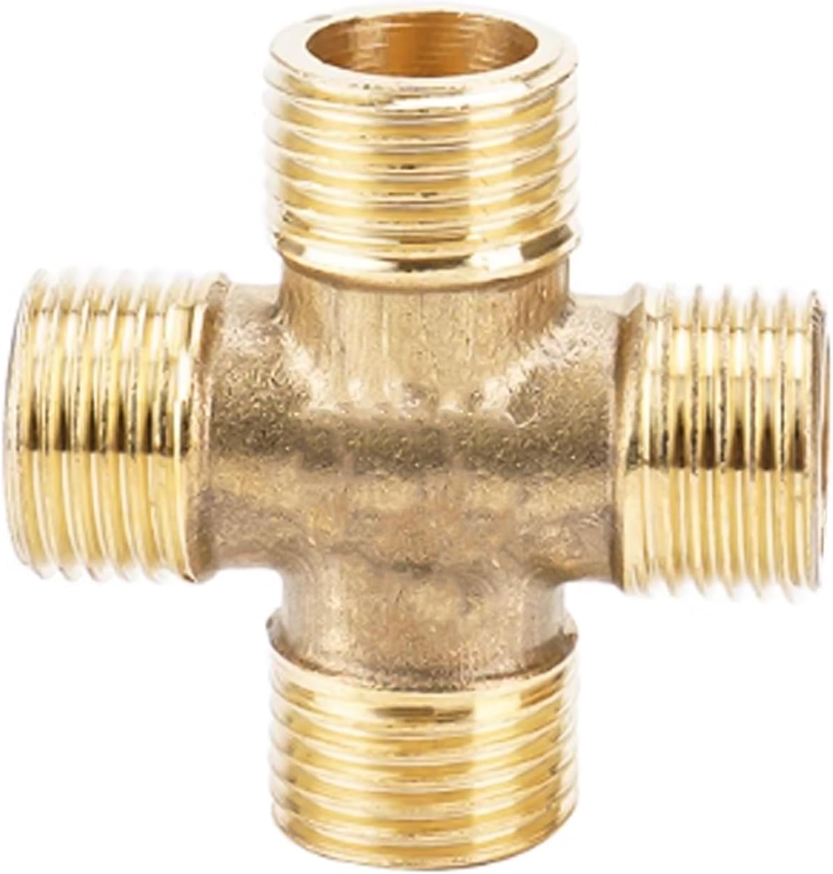 Brass Pipe Fittings, Full Male Thread Cross 4 Tee Universal Garden Connector Repair Connector, Brass 1/2" Rough-Grooved Adapter Kit for Faucet Water Pipes