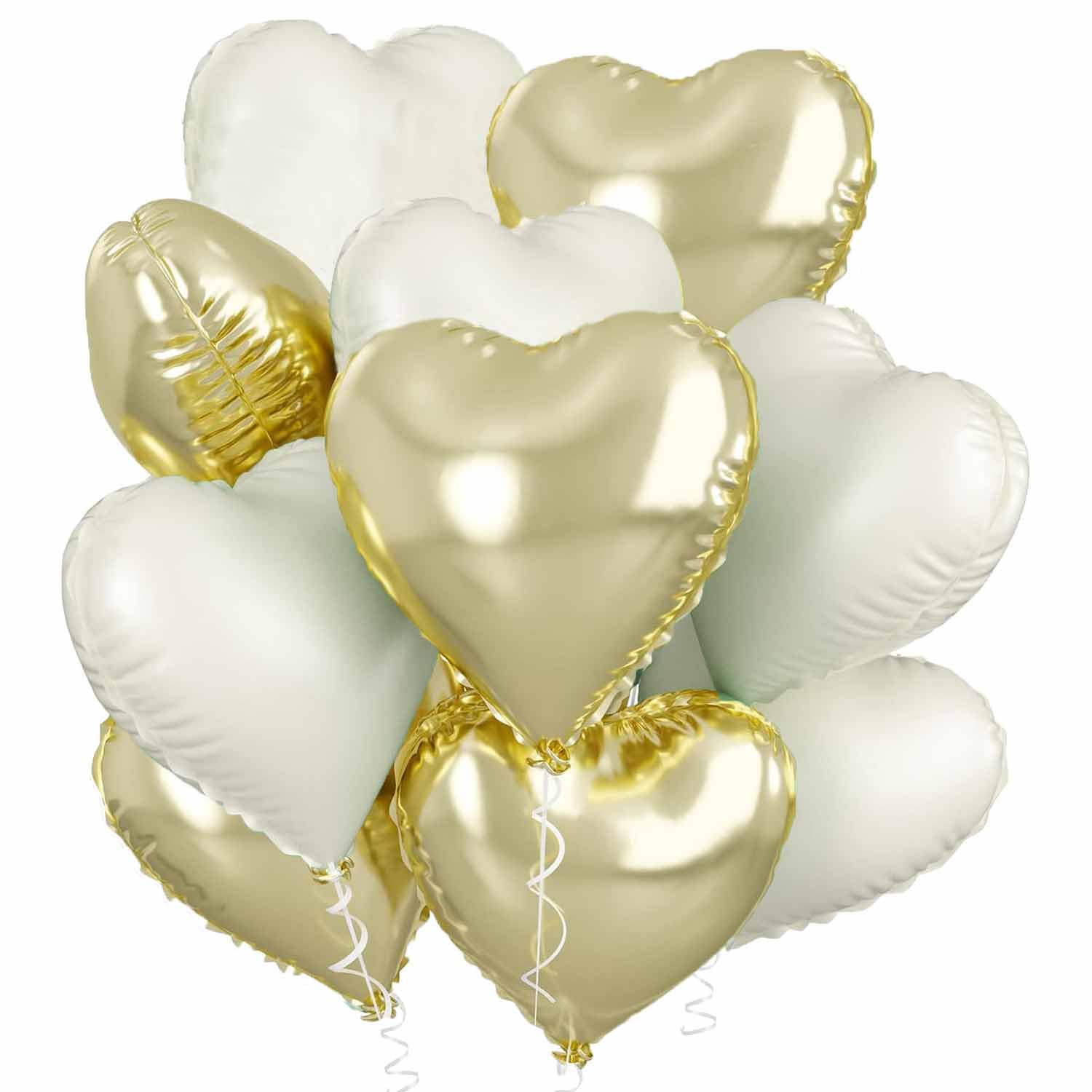 Herz Folienballon 20 Stück, Gold Creme Herz Folien Luftballons Heliumfolie Hellgold Herzförmige Ballons für Geburtstag Babyparty Hochzeit Verlobung Valentinstag Dekorationen