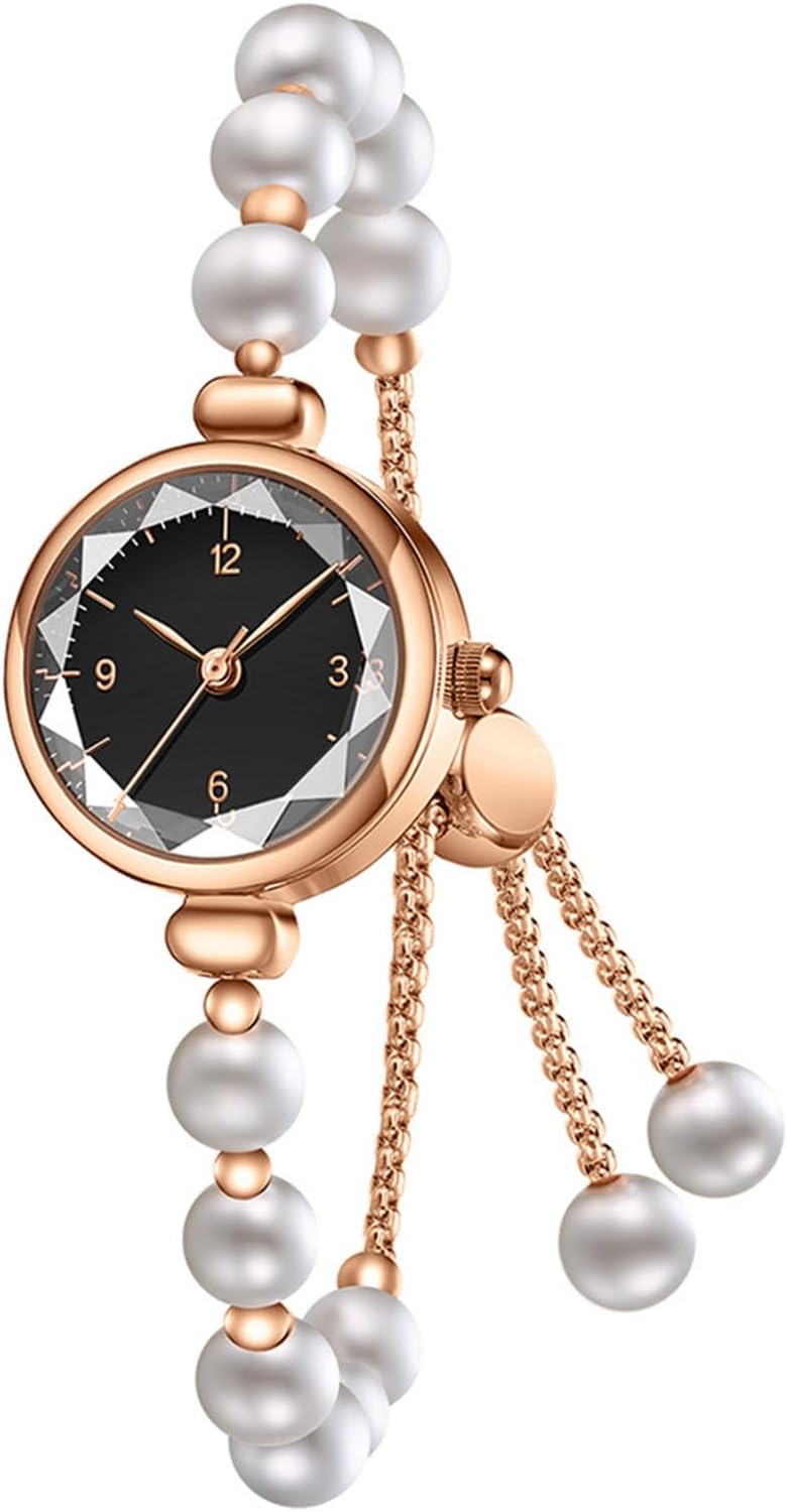 ADSBIAOYE Elegant Pearl Bracelet Watch for Women Fashion Small Round dial Jewelry Wristwatch Women Analog Quartz Waterproof Dainty Gold Ladies Gift Watch
