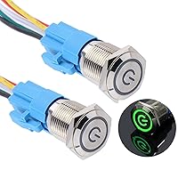 Vista 11 de 2 piezas de interruptor de botón de metal de cierre de 16 mm, 12V-24V, encendido/apagado, 1NO 1NC, impermeable, autoblocante, carcasa plateada