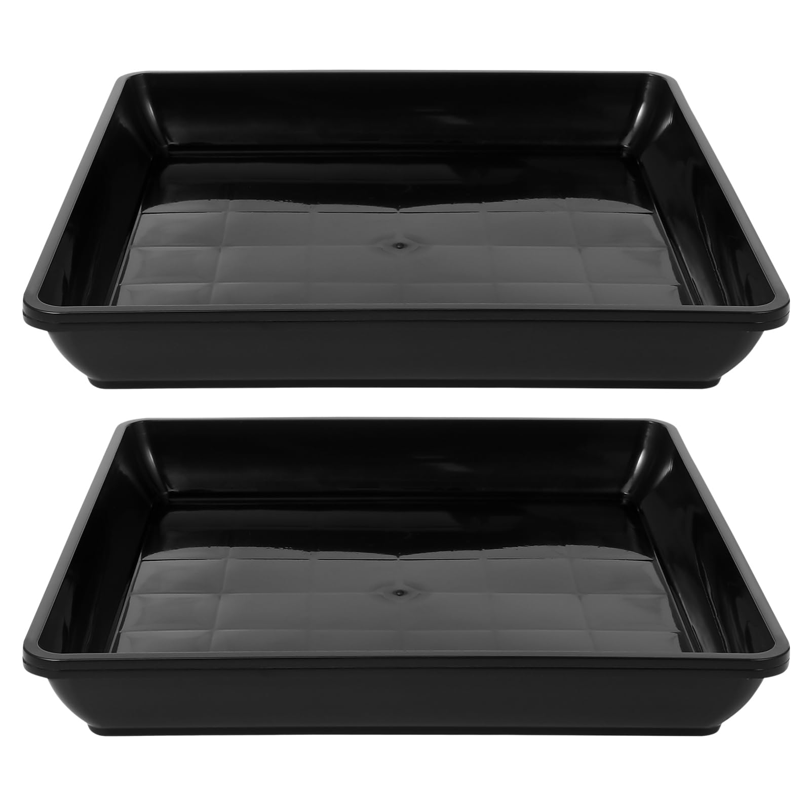 DOITOOL Square Plant Pot Saucer: 2PCS Plastic Flower Pot Saucers Plant Water Drip Tray for Indoors and Outdoors No Holes Plants Garden Saucer 35 X 35X4.8 Cm