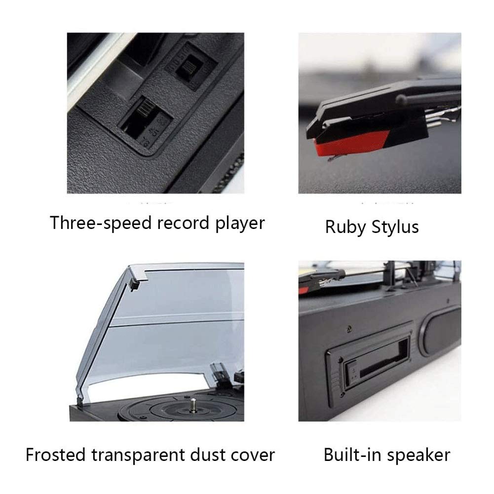 Giradischi, Giradischi con Altoparlanti Incorporati, Classico Lettore in Vinile in Legno Dischi in Vinile 33,45,78 Giri/min, Supporta Uscita RCA, Jack Cuffie