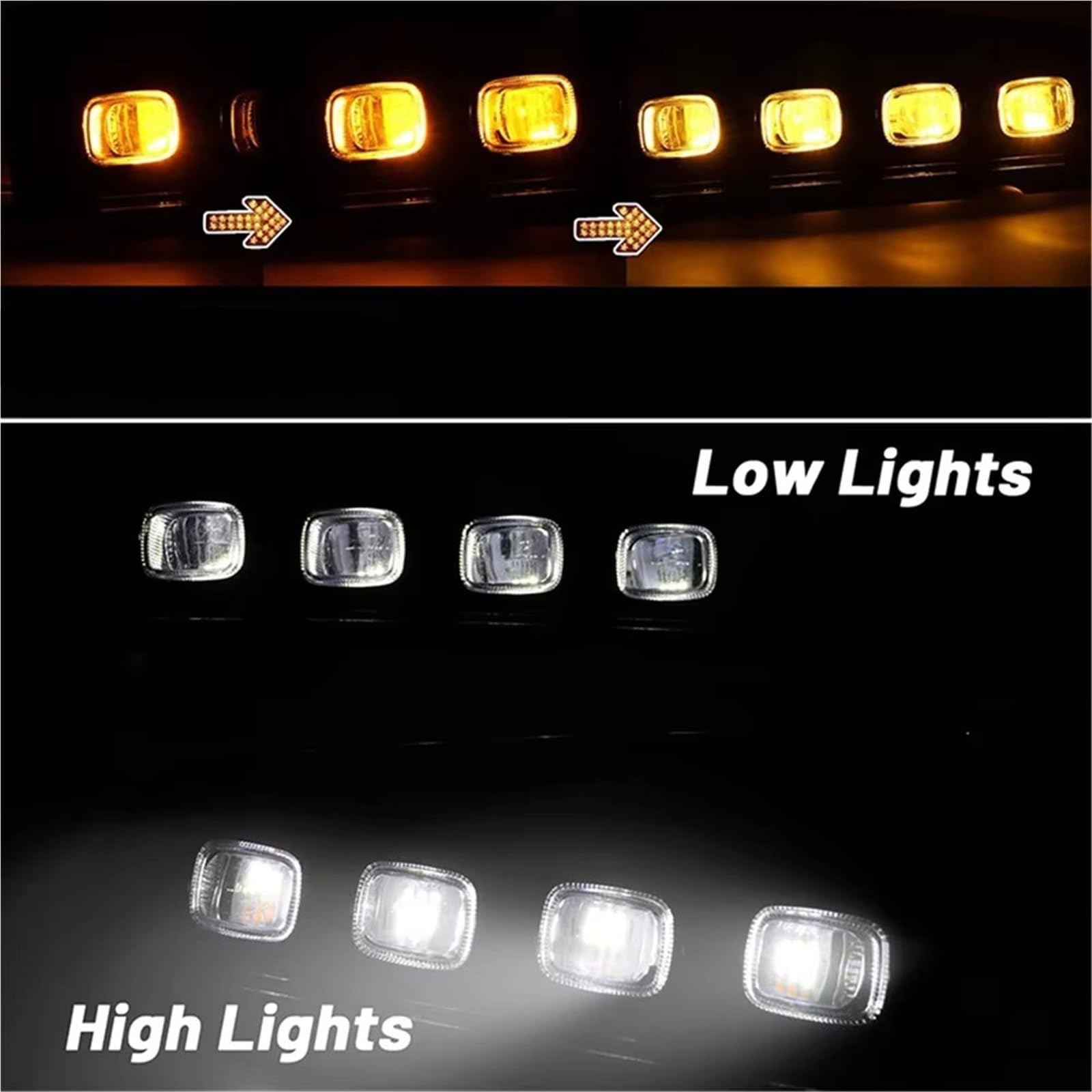 intermitente automóvil Para Ford Para Bronco Para Everglades 2021-2023 Luces LED Señal Giro Delanteras Ámbar Blanco DRL Niebla Conducción luz direccional