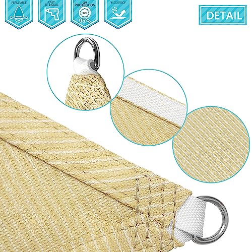 Coarbor Beige 18' X 18' Square Sun Shade Sail Square Canopy Sunshine Resistant Heavy Duty Commercial Grade Outdoor Patio Carport (We Make Custom Size) #TOP3
