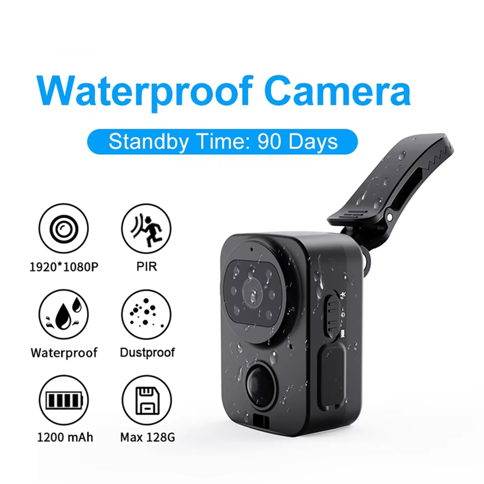 2X PD01 Caméra Étanche 1080P Caméras De Poche FHD Batterie Longue Durée PIR Enregistreur Vidéo Sport DV Vélo Action Cam Carte Mémoire