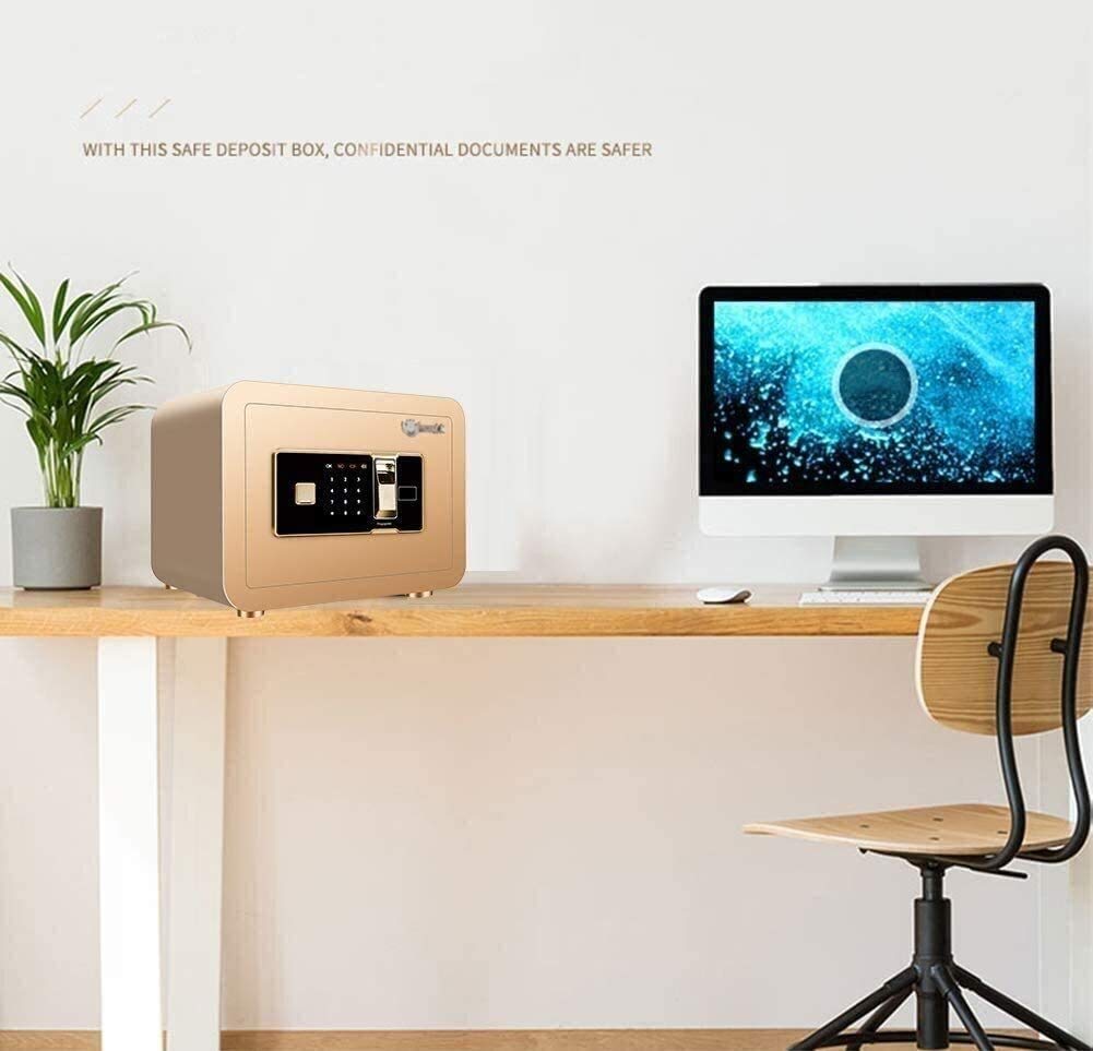Casseforti e Cassette di Sicurezza antincendio, Cassetta Digitale Elettronica per Soldi, cassaforte in Acciaio per Impronte digitali biometriche 35X25X25 cm, Display a LED, Hotel per Ufficio per