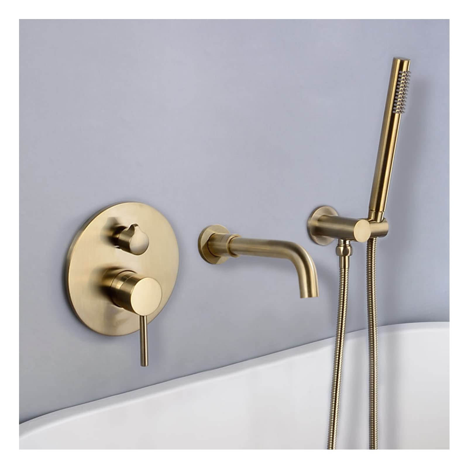 Grifos de baño Grifo de bañera de Montaje en Pared Grifo de bañera con Ducha de Mano con Boquilla giratoria de 360° Grifo Mezclador de Ducha de baño Grifo de bañera de una Sola Man