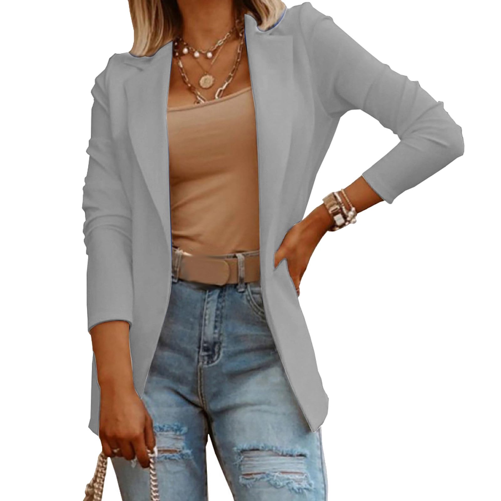 Blazer for Women Fall Casual Suit Womens Blazers Dressy Clothes Woman Lightweight Cotton Business Suits Jacket