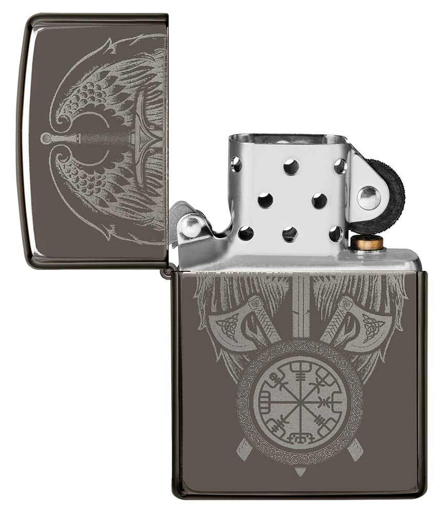 Zippo Briquet Tempête - Wings & Sword Model - Finition Black Ice avec Image Photo - Rechargeable - Réutilisable - Design Coupe-Vent - Coffret Cadeau Fabriqué aux États-Unis