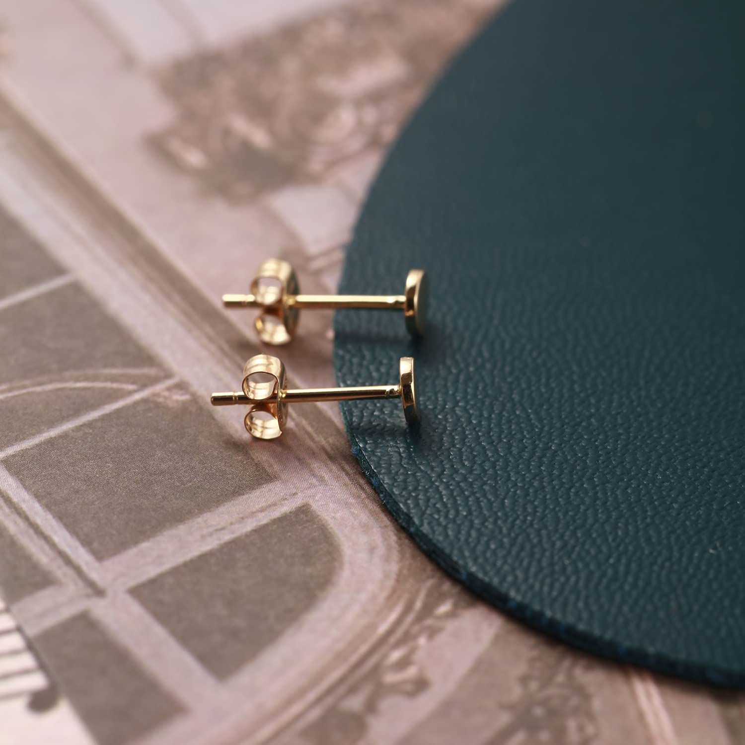 14 Karat 585 Weiß/Gelb/Rose Gold Ohrringe Ohrstecker, Mini Runde Ohrringe Schmuck für Damen Mädchen, Durchmesser 4 mm, Gewicht: 0,4 Gramm