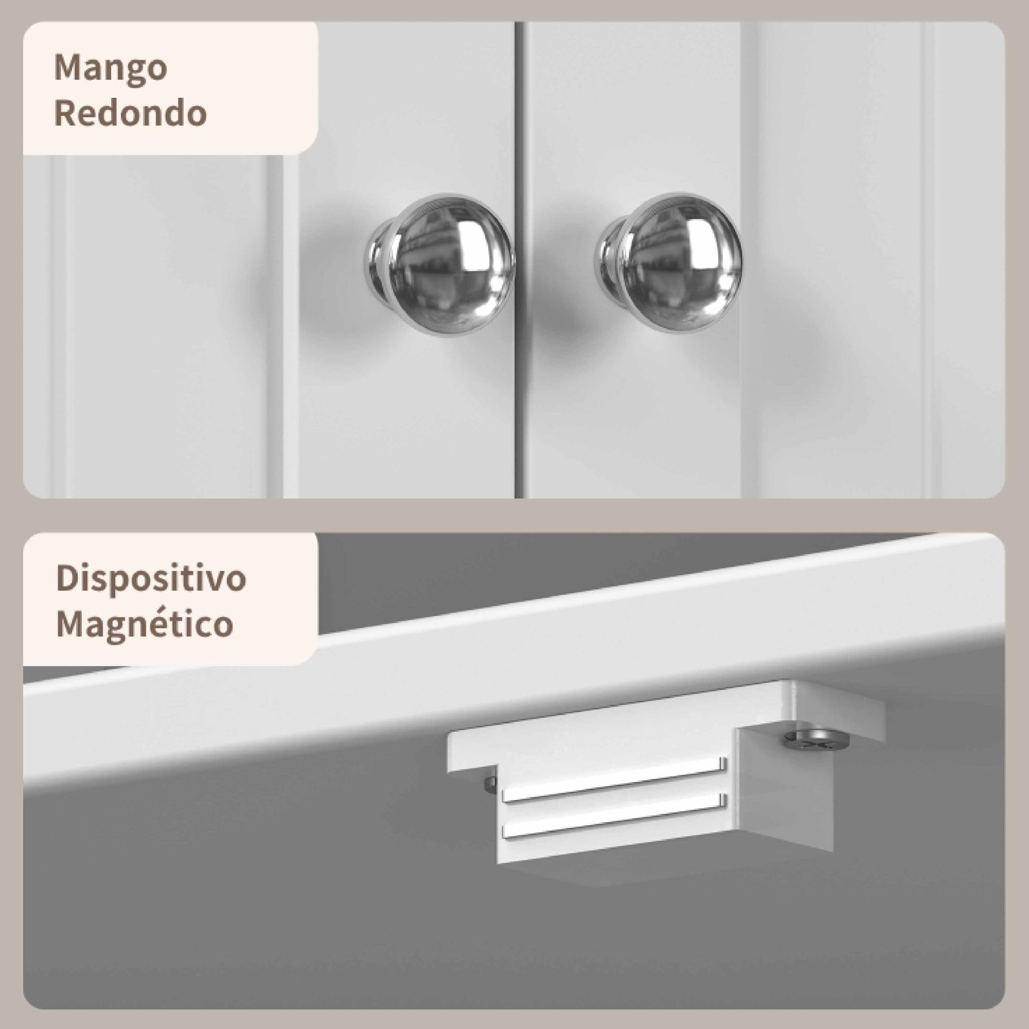 Xbro Armadietto da Cucina, Mobile bagno con 2 Armadi e 2 Cassetti, Mobile Cucina con Design Anti-Ribaltamento per Cucina, Soggiorno, Sala da Pranzo, Lavanderia (Bianco)