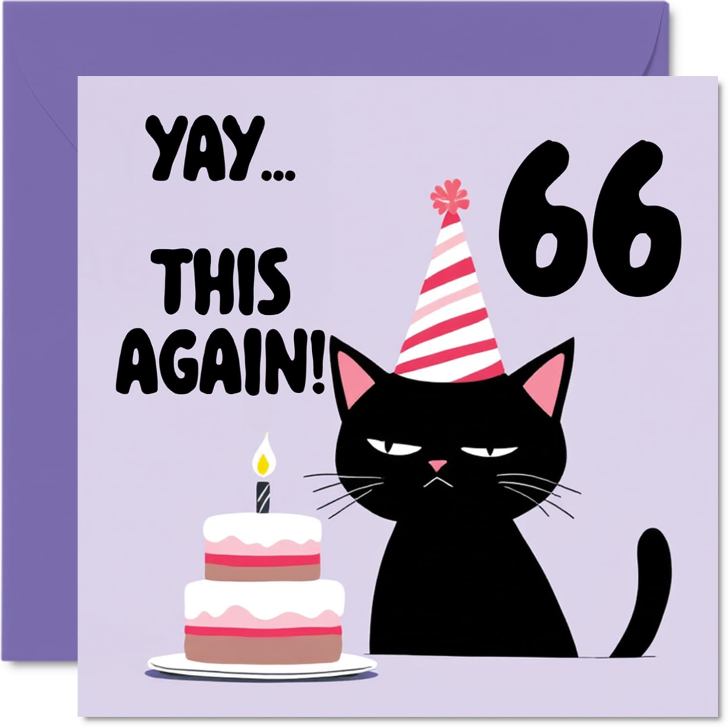 66th Birthday Cards for Women Men - Yay This Again! - Happy Birthday Card for 66 Year Old Woman Man Sister Brother Nanny Cousin, 145mm Bday Greeting Cards
