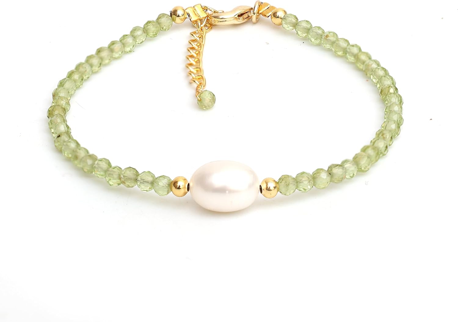 Gempires Handmade Beaded Crystal Bracelets with Freshwater Pearl Gemstone Jewelry Hypoallergenic 7.5 Inch Gold Plated Everyday Wear Bracelet Gifts