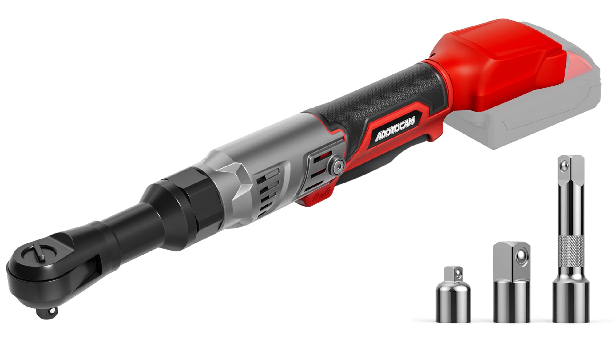 3/8 Extended Cordless Ratchet Wrench for Milwaukee 18V Battery, 74Ft-Lbs Red
