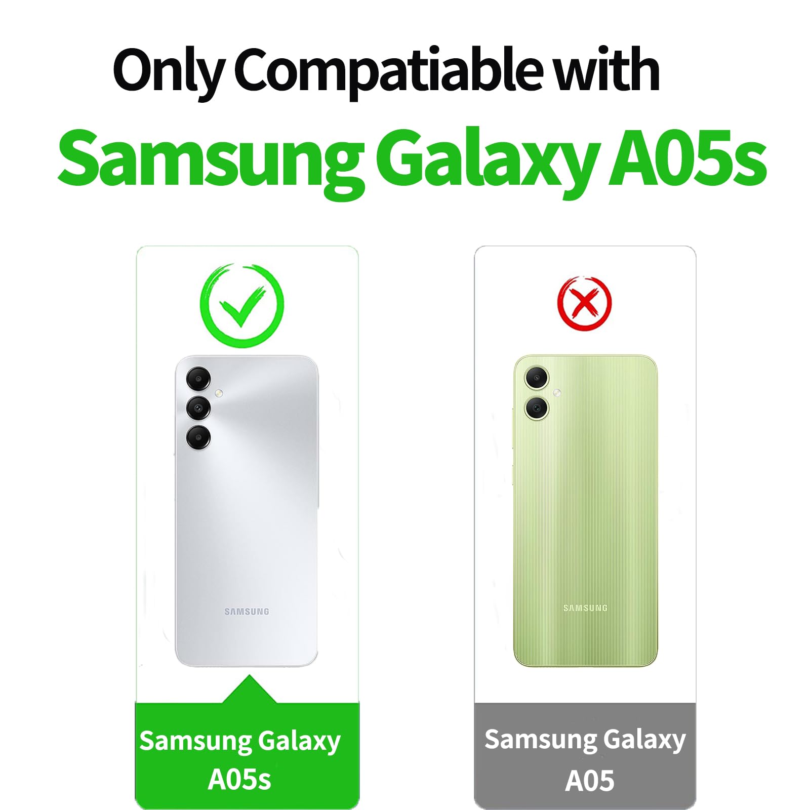 LeYi Cover per Samsung A05s con 2 Vetro Temperato, [Protezione Fotocamera] Custodia Silicone Soft TPU Bumper Originale Slim Crystal Antiurto Case per Telefono Samsung Galaxy A05s, Trasparente