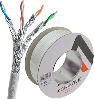 kenable External SHIELDED CAT6A Outdoor Use COPPER Ethernet Cable S/FTP Reel 50m White [50 metres]