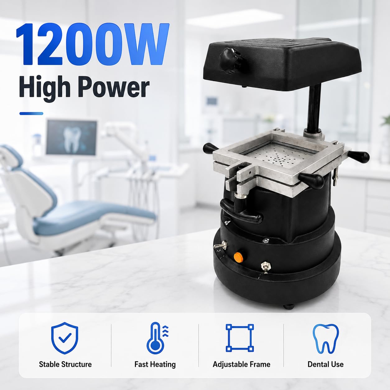 Dental-Vakuumformmaschine, 1200 W Wärmeform-Laborausrüstung mit starker Saugkraft für Kliniken und experimentelle Anwendungen, ideal für zahnärztliche Anwendungen