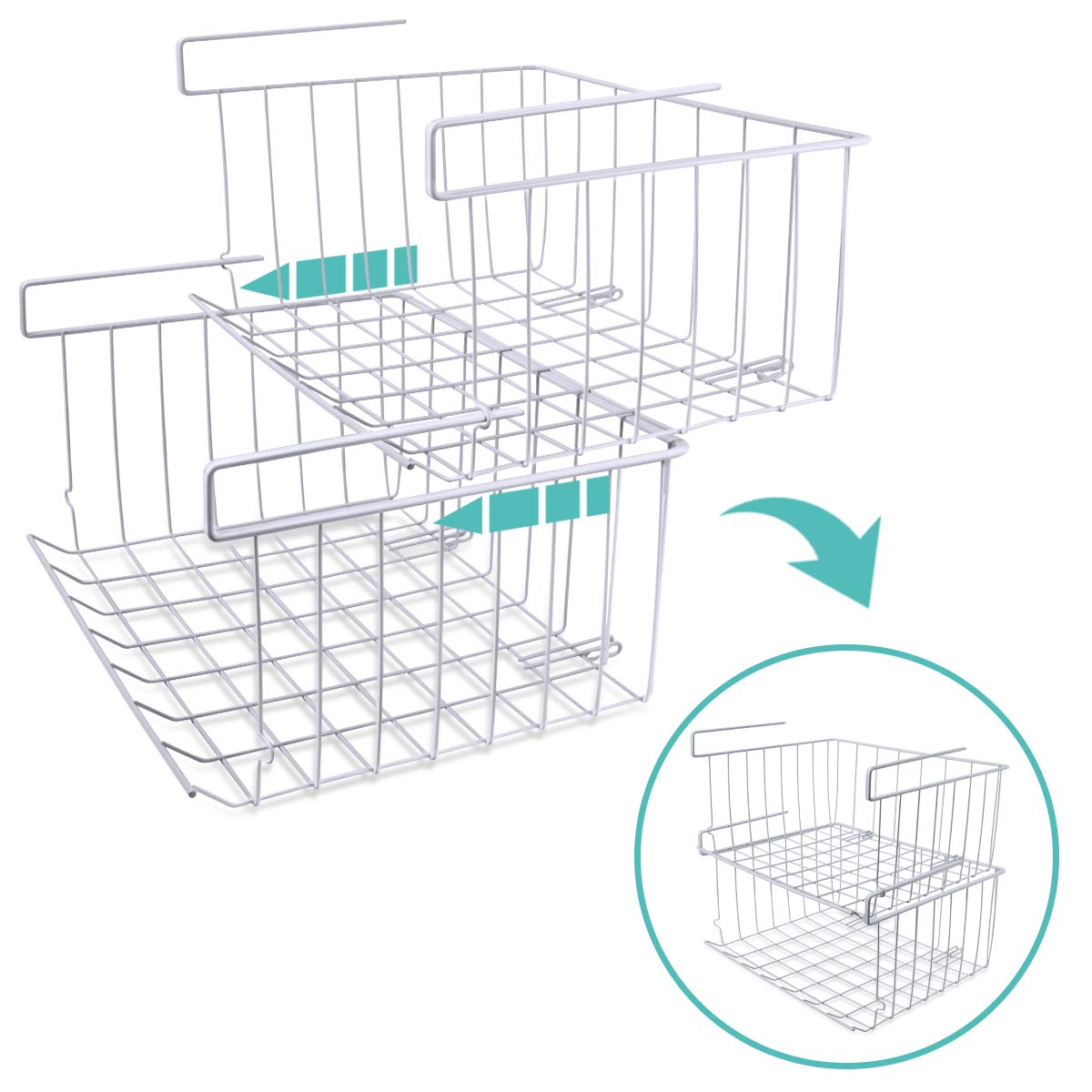 Cesto Portaoggetti Da Appendere Per Porta - In Metallo Bianco, Organizer Per Cucina, Bagno O Ufficio - Foto 8