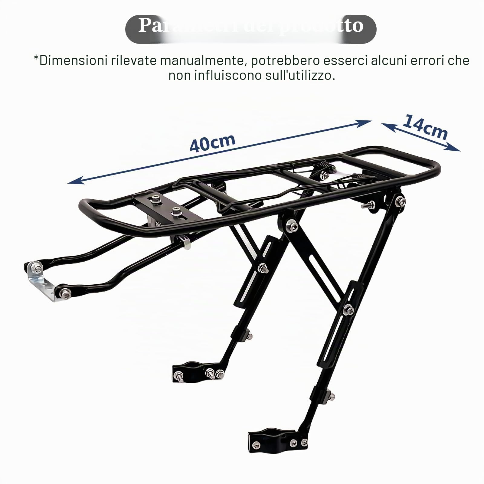 Portapacchi universale per bicicletta, regolabile per 24-29 pollici, portata massima 35 kg