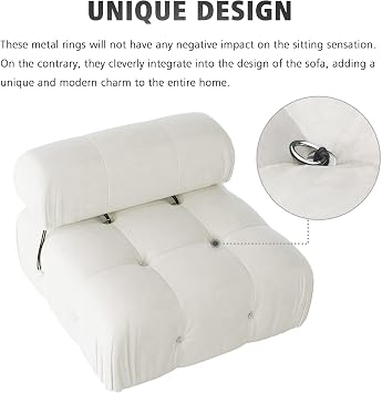 Modular Sectional Sofa, Velvet Couch, Middle seat, Beige