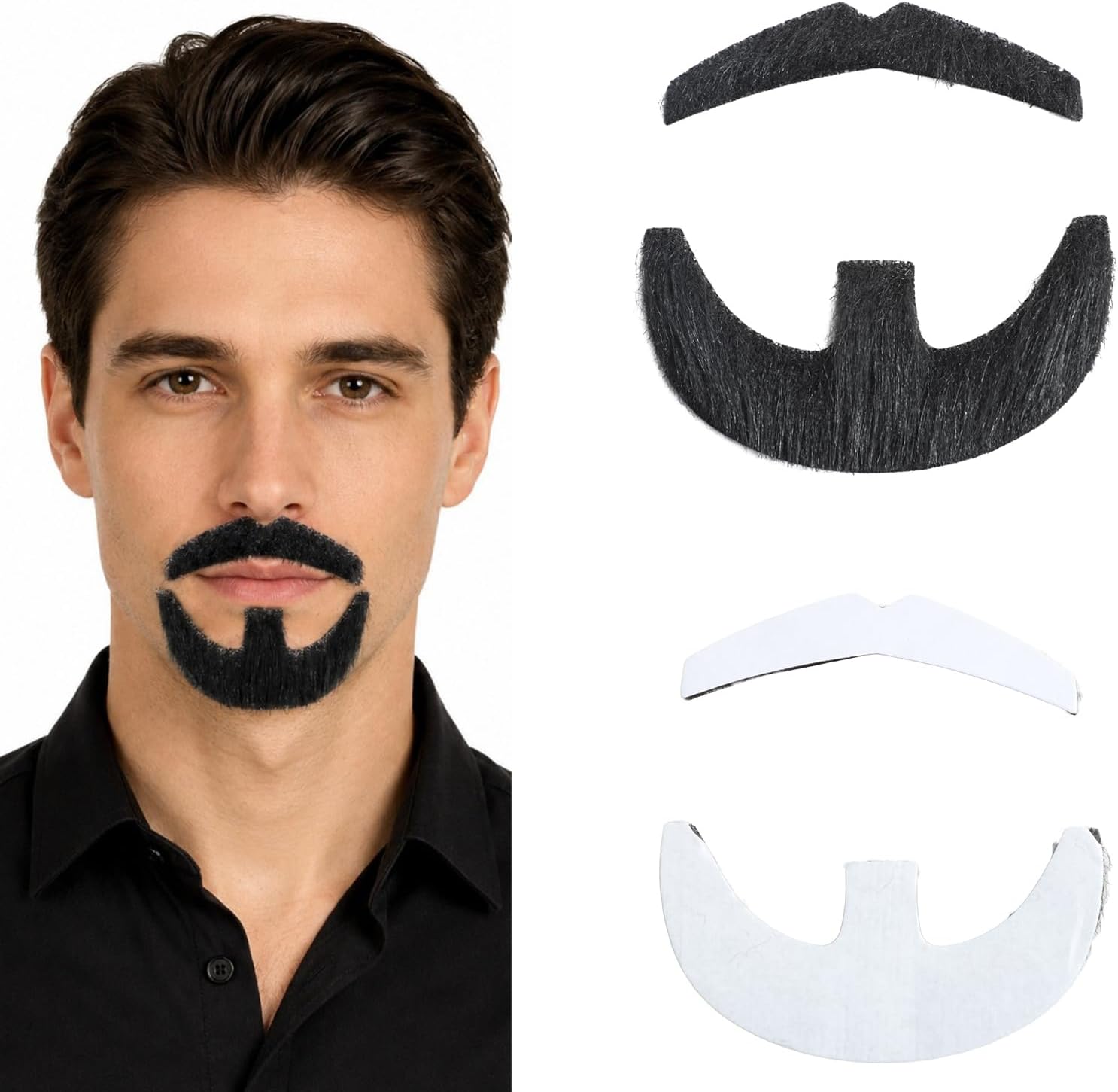 Fake Mustache Self Adhesive Costume Facial Hair Stick On Fake Moustache for Halloween, Cosplay and Funny Party Supplies