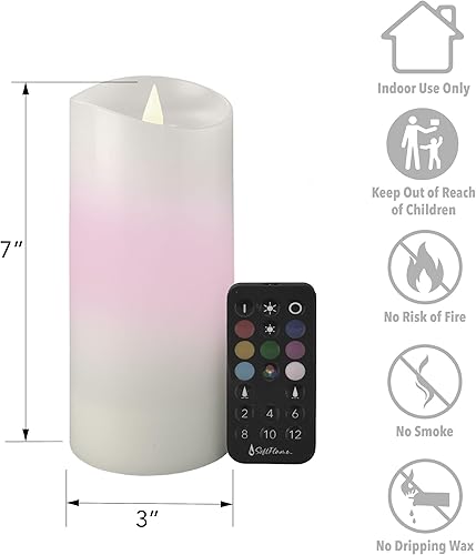 Miniatura 2 de Vela LED sin llama multicolor parpadeante de 3 x 7 pulgadas, funciona con pilas, cera real, blanco, control remoto con temporizador Blanco