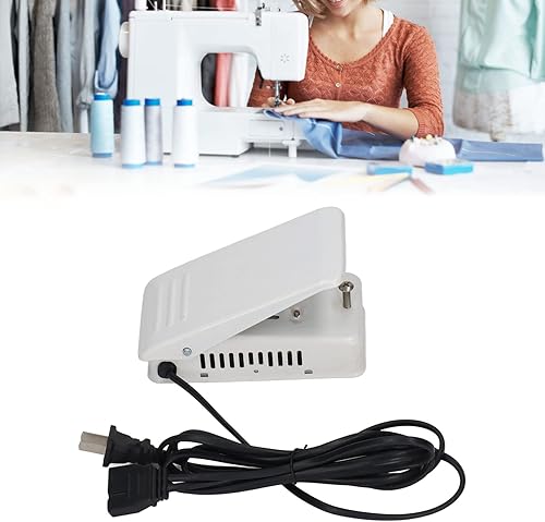 Miniatura 8 de TOPINCN Máquina de coser Pedal de hierro Pedal de hierro Motor doméstico blanco 2.5A 110V Dispositivo de costura de acero inoxidable Máquina de