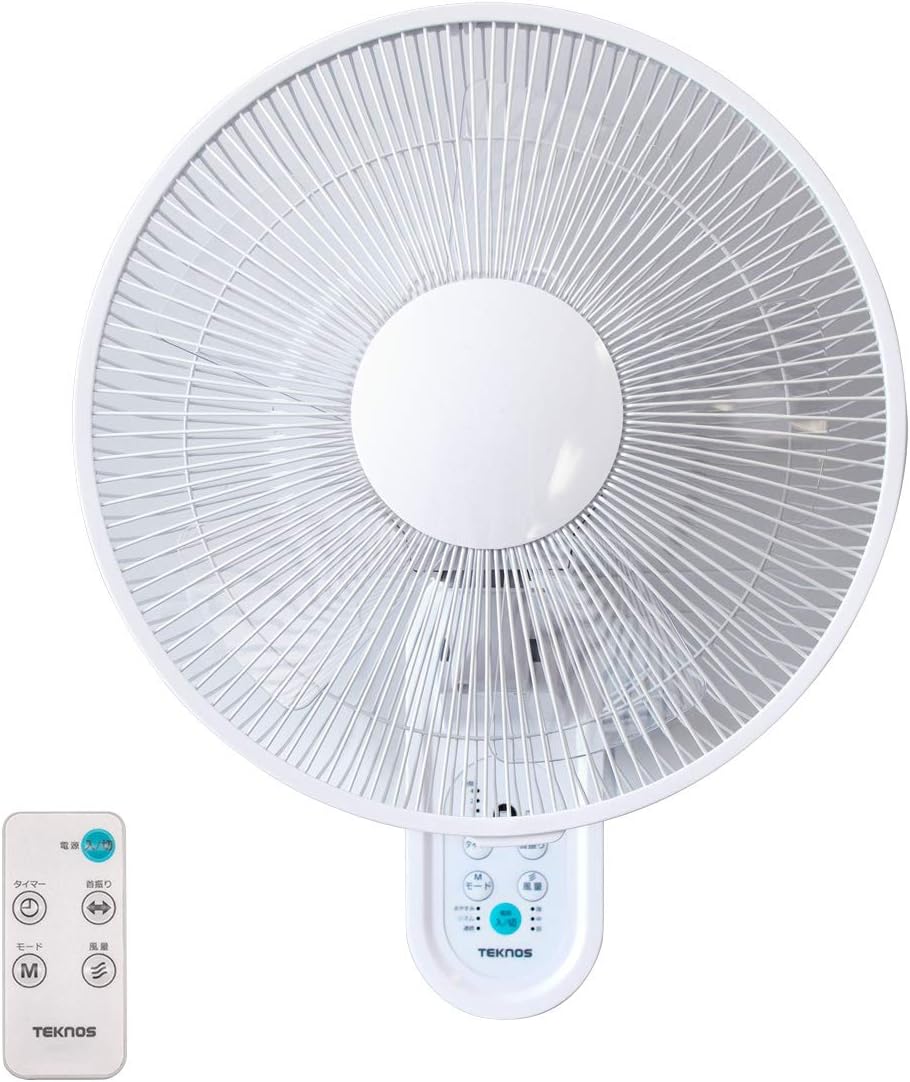 Amazon | TEKNOS 30cm 壁掛け扇風機 DCモーター リモコン付 静音 羽根 5枚 ワイド送風 首振り機能 風量切替 タイマー ...