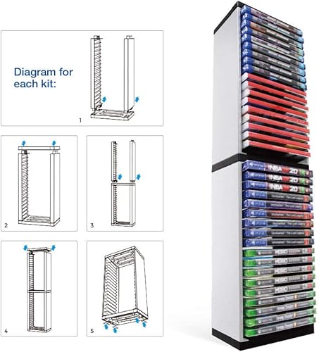 Vista 3 de HEATFUN Torre de almacenamiento para juegos de PS5, soporte de almacenamiento para juegos de PS5, PS4, Xbox One (para 36 cajas de juego)
