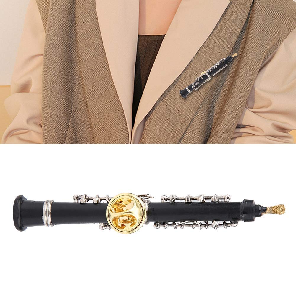 Hztyyier Oboe Forma Diseño Mini Instrumento Musical Broche de Moda con Estuche Forrado Terciopelo for Coleccionistas