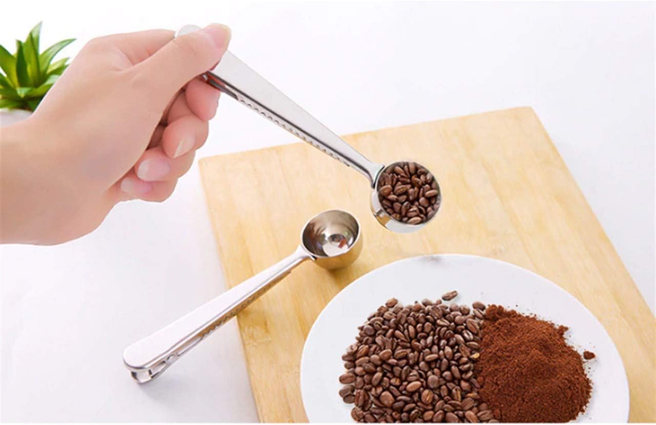 3 Pcs Coffee Scoop Multifunction Kitchen Supplies Coffee Scoop With Clip Stainless Steel Tea Coffee Measuring Cup Coffee Spoon